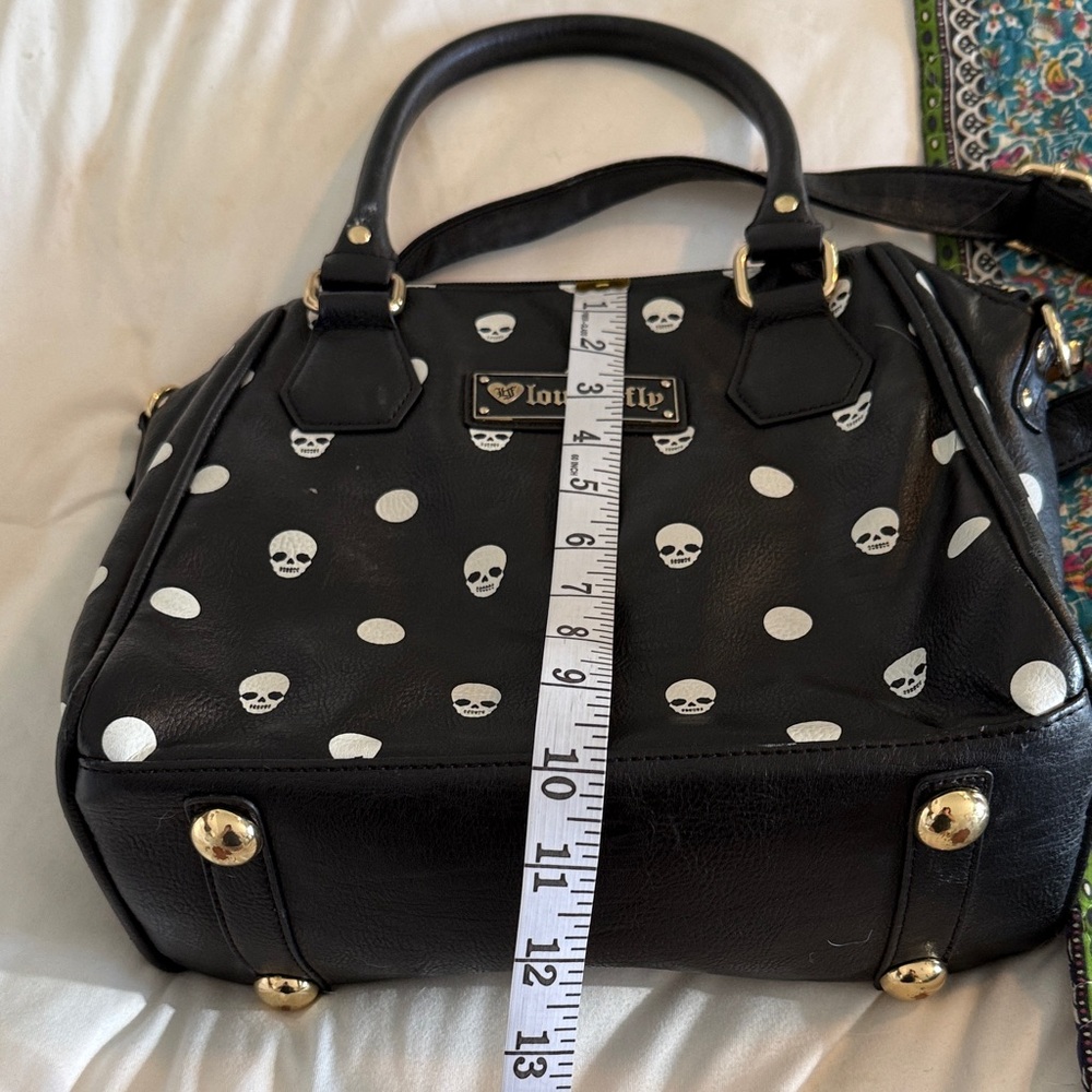 Loungefly Black Satchel with White Skull Dots - Picture 7 of 7